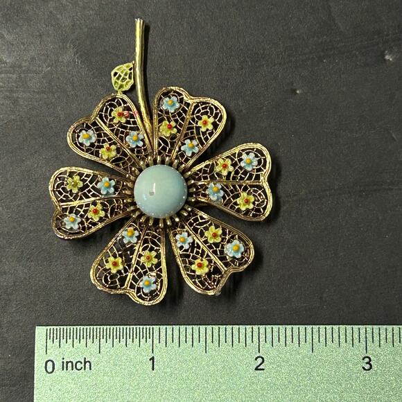 Vintage 50's Mode Art Arthur Pepper "ART" Flower All Over Daisies Brooch Signed - Picture 7 of 7